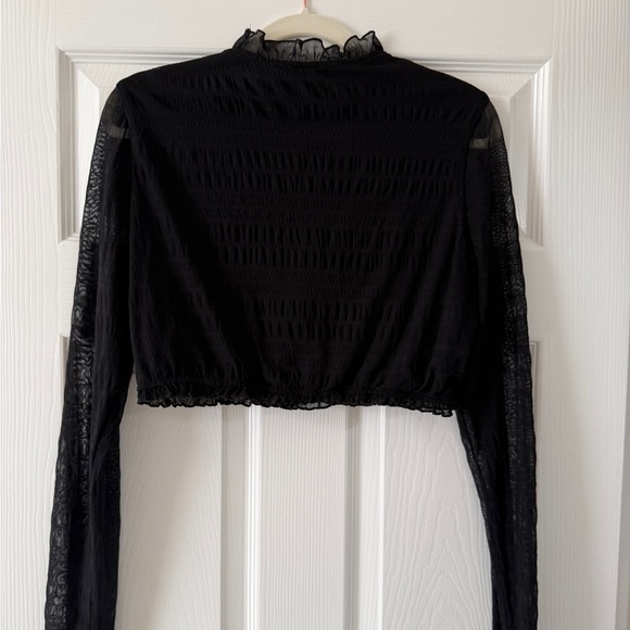Bebe Black Ruffled Sheer Top - Picture 5 of 5